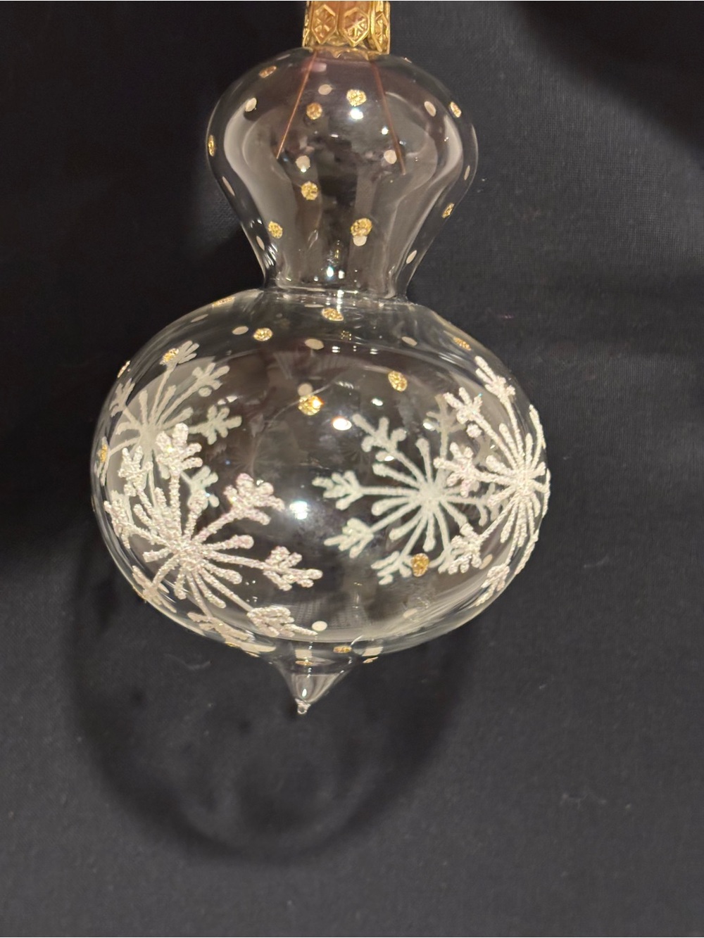 Glass Snowflake Ornament with Gold Accents - Picture 2 of 5